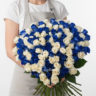 101 белая и синяя роза (Premium) 101 белая и синяя роза (Premium)